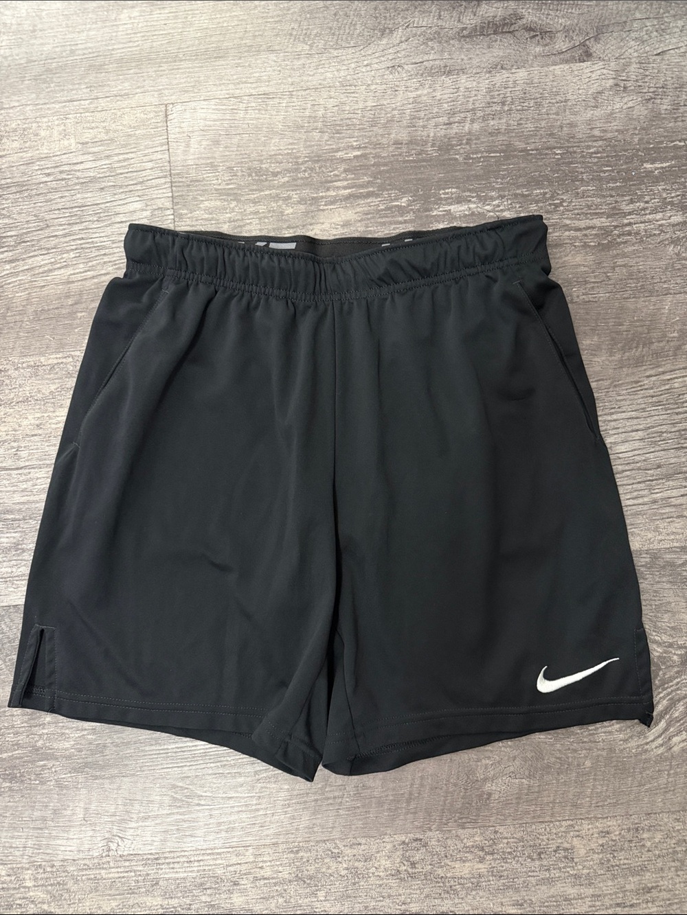Nike Black Athletic Training Shorts with White Swoosh